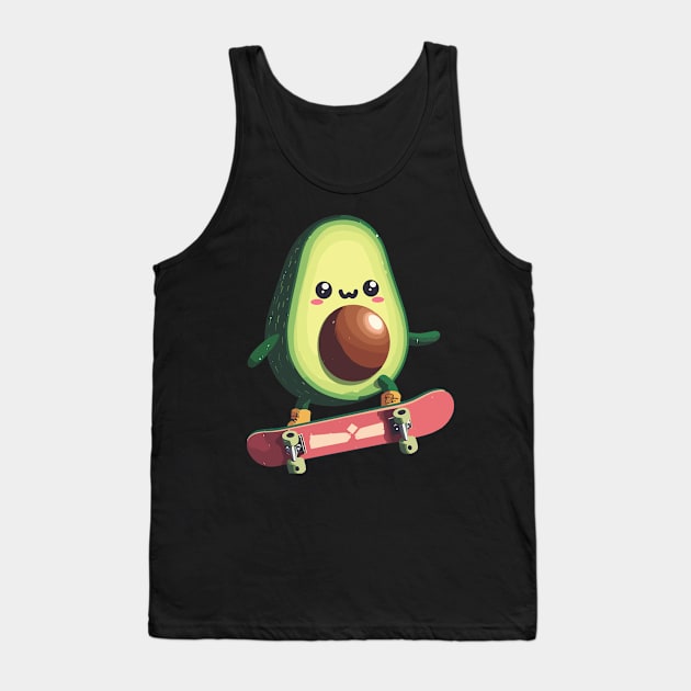 Cool funny avocado skateboarding Tank Top by TomFrontierArt